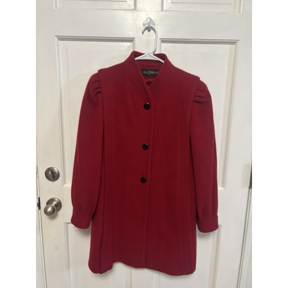 Women’s Red Wool Blend Button Down Dress Coat Size Small